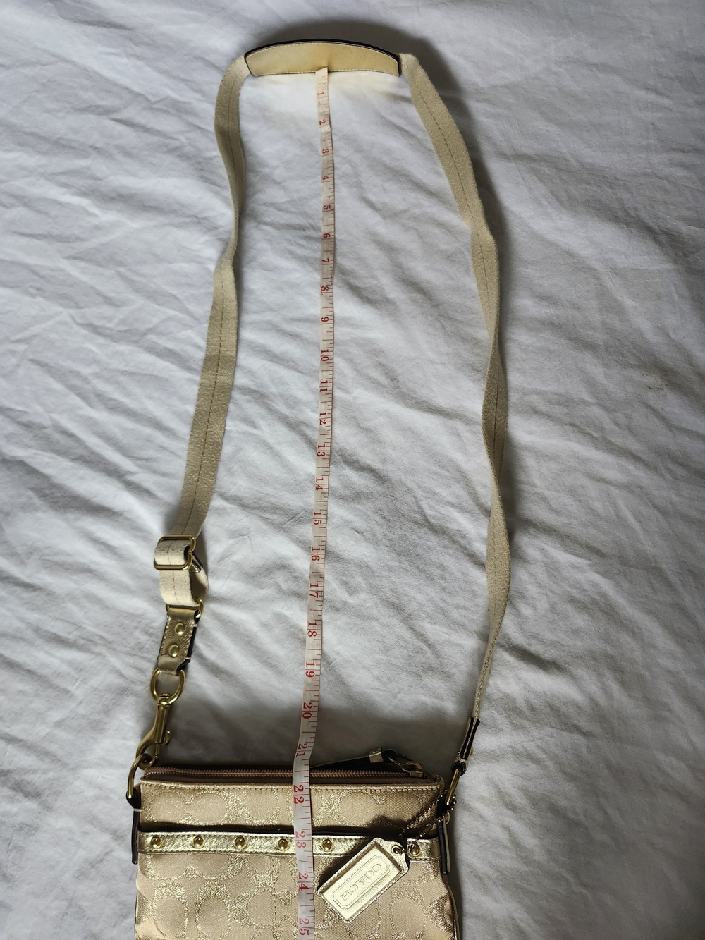 Coach Gold Metallic Signature Crossbody Bag - Picture 16 of 16